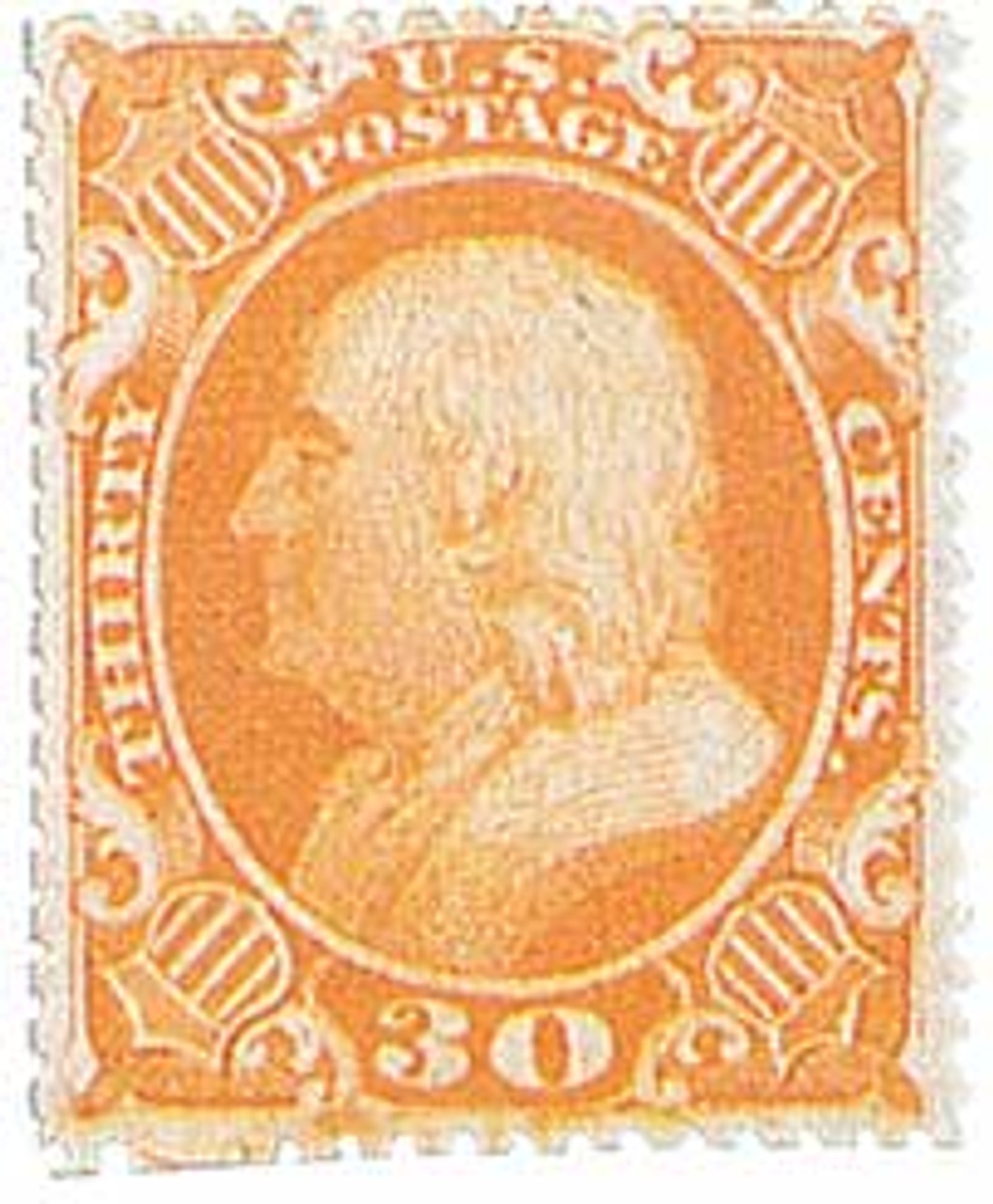 38 - 1860 30c Franklin, orange - Mystic Stamp Company