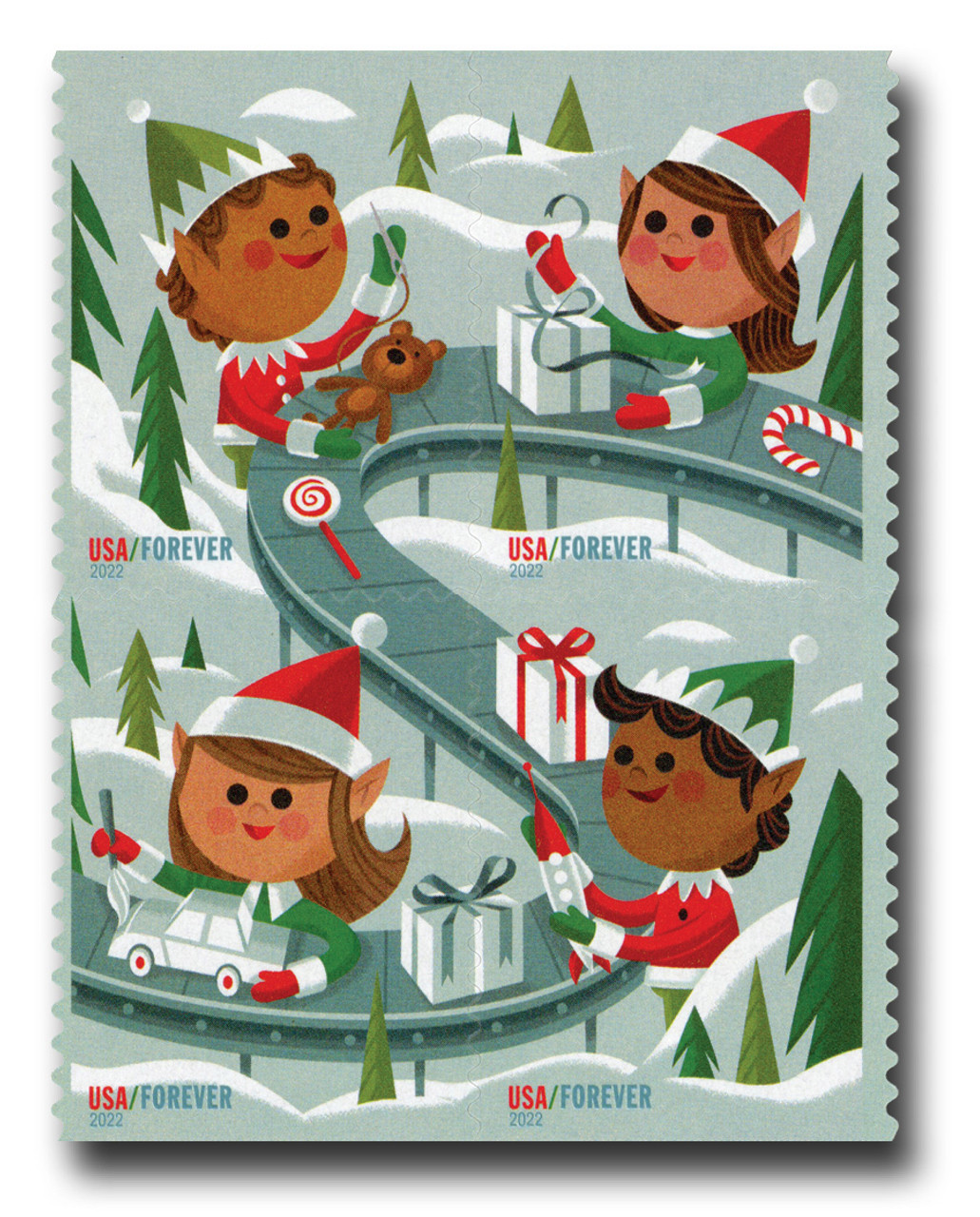5722-25 - 2022 First-Class Forever Stamps - Holiday Elves - Mystic Stamp  Company