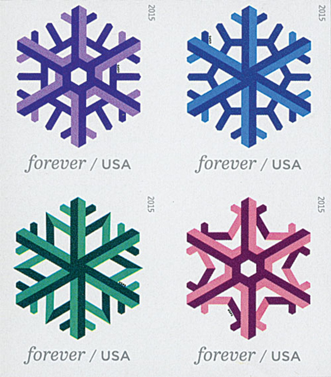 Snowflake Rubber Stamp - Blue Graphic, Colored Text Options