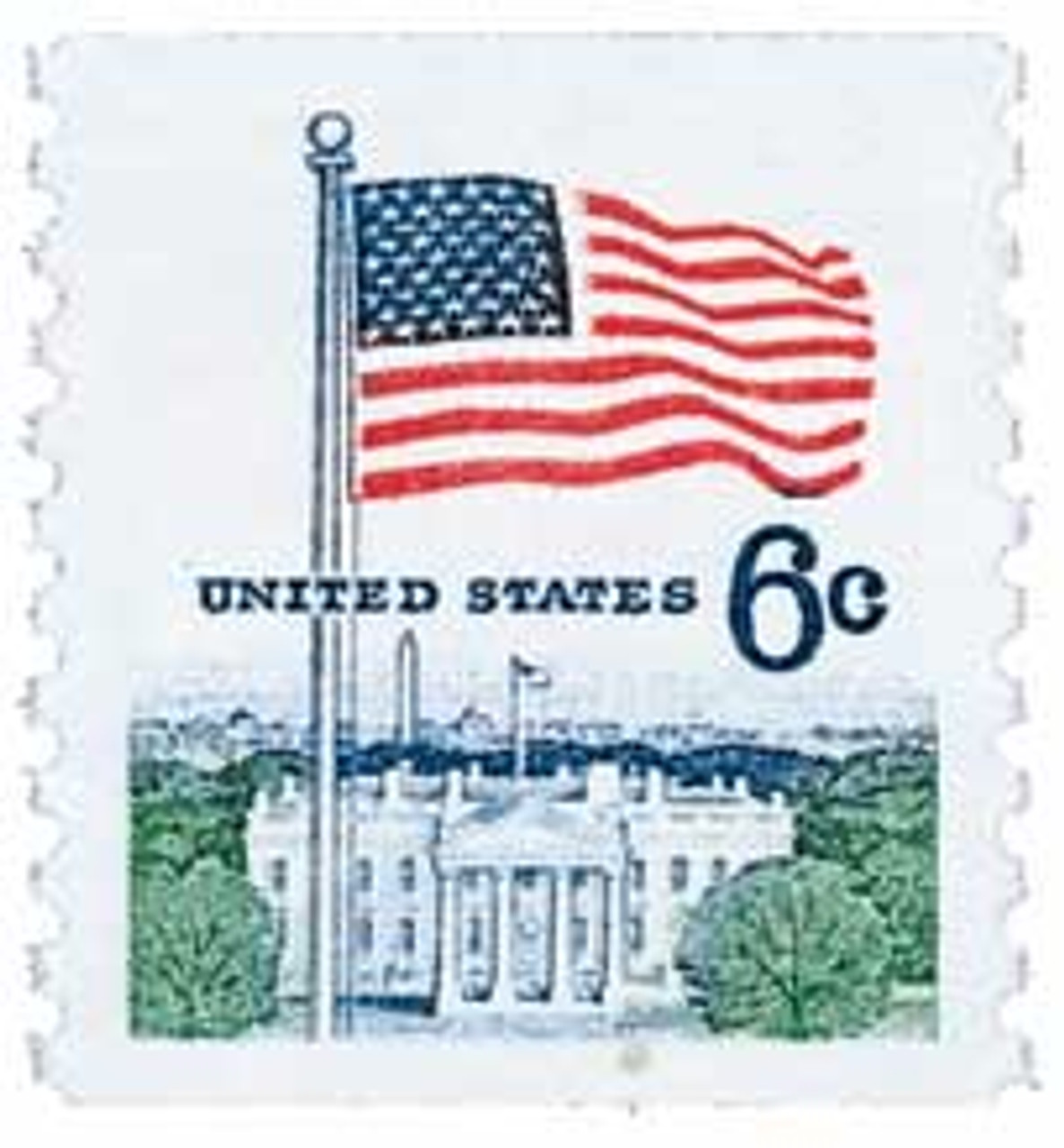 Postage Stamps for Crafting: 1963 5¢ Flag/White House, RED, WHITE