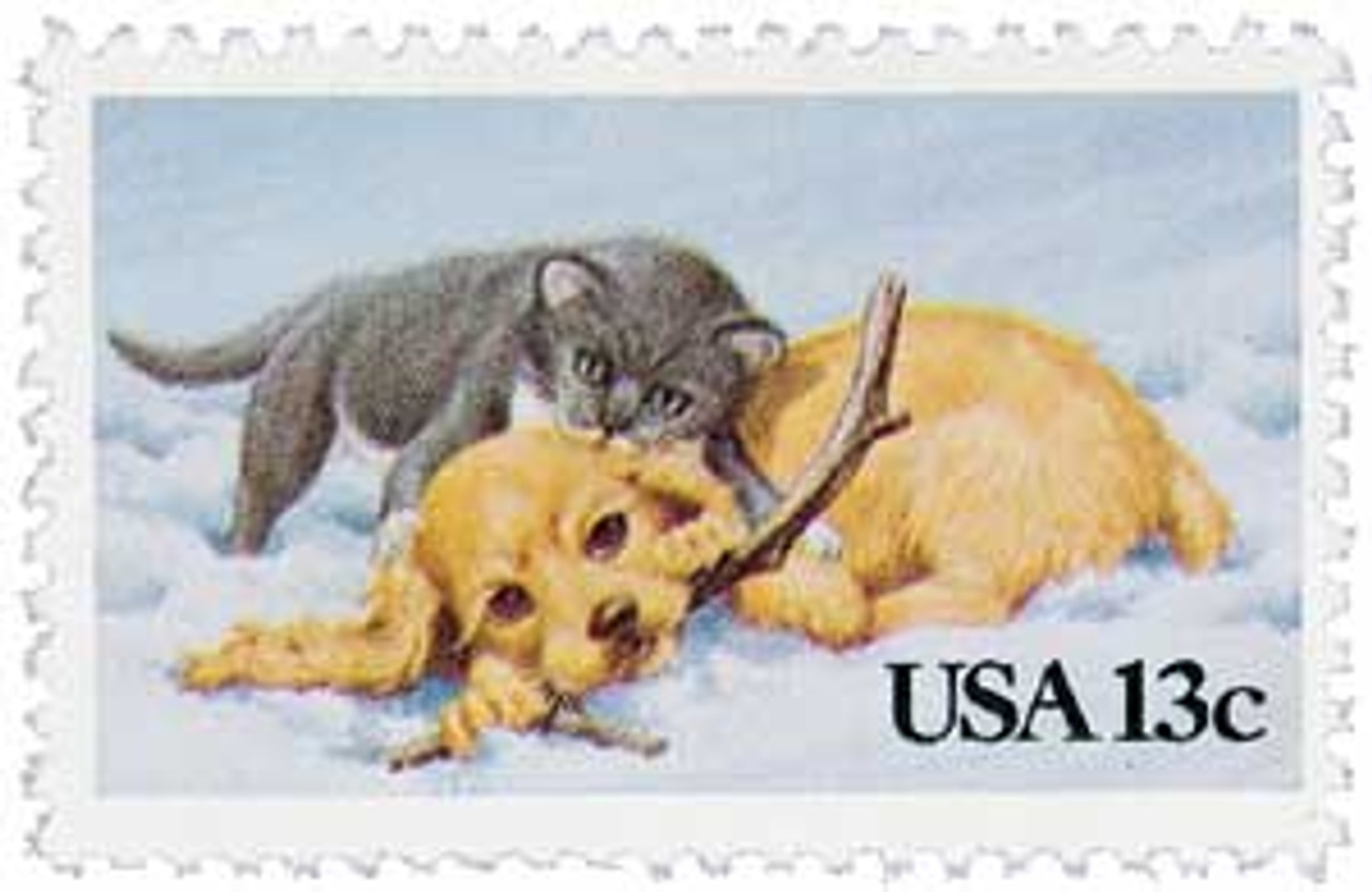2025 - 1982 13c Kitten and Puppy - Mystic Stamp Company