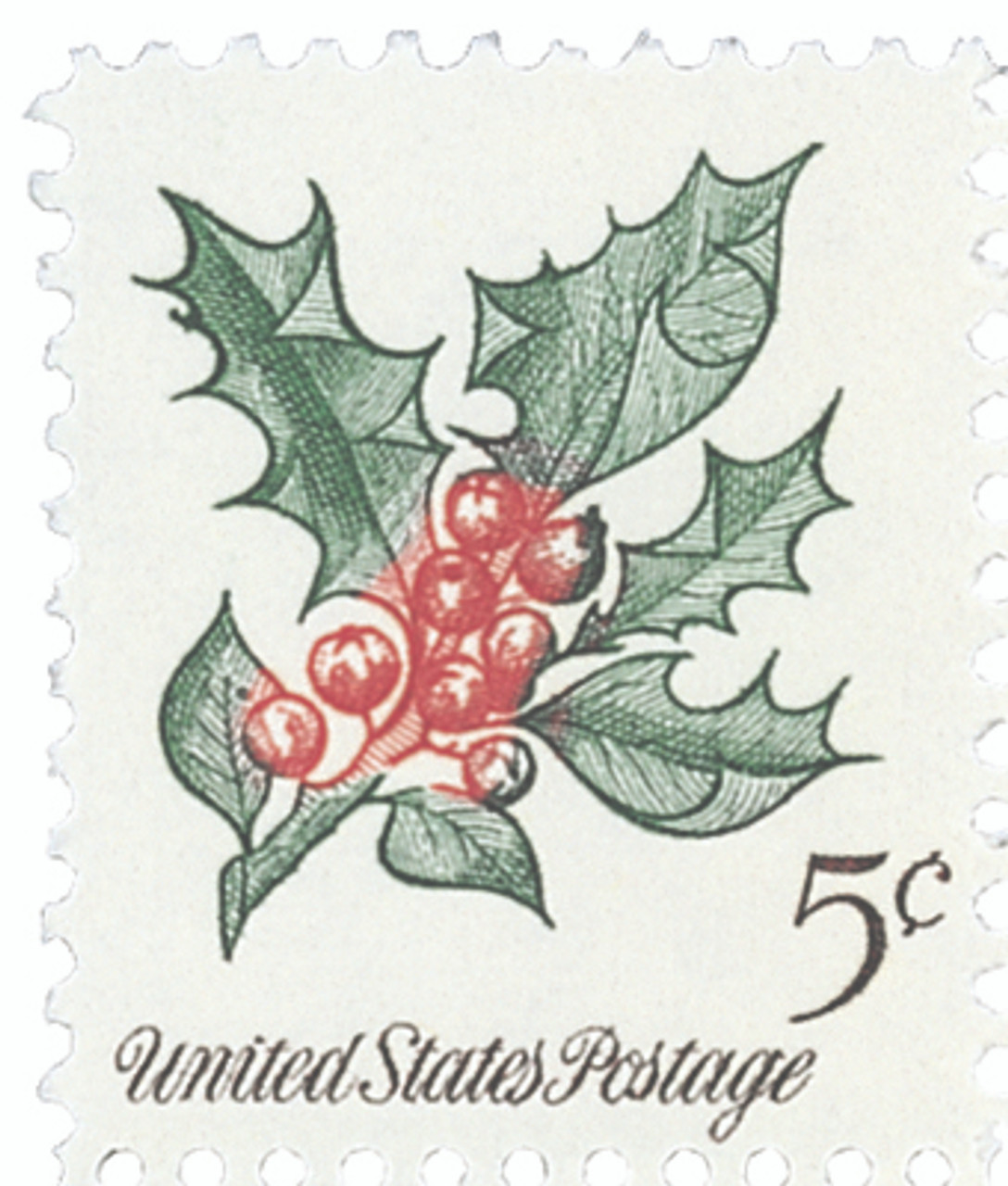 1254 - 1964 5c Christmas Holly - Mystic Stamp Company