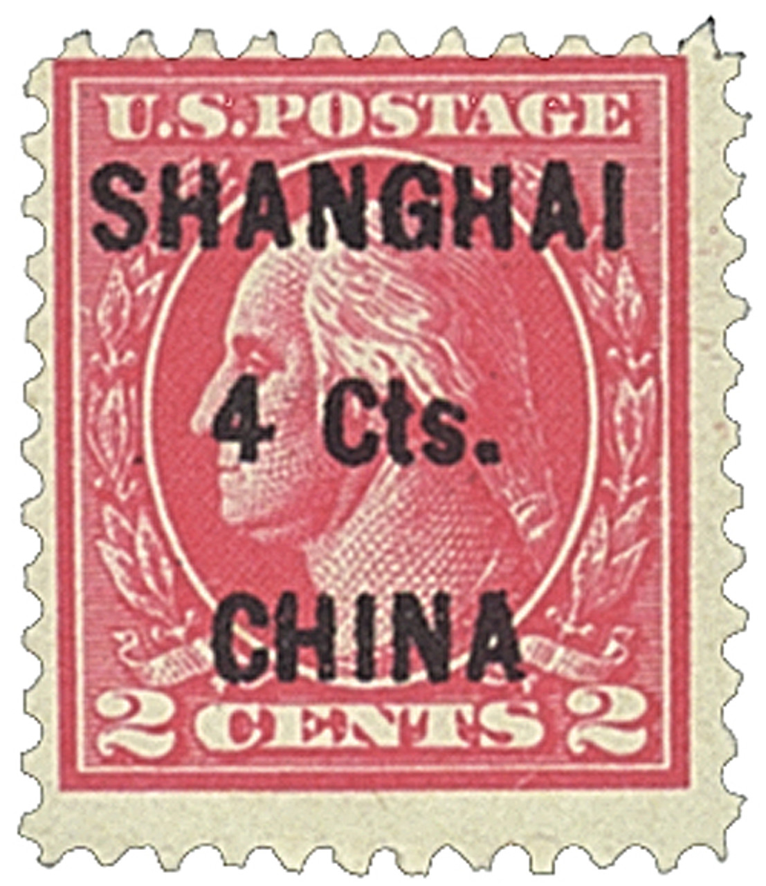 K18 - 1922 4c on 2c Carmine, Shanghai Overprint - Mystic Stamp Company