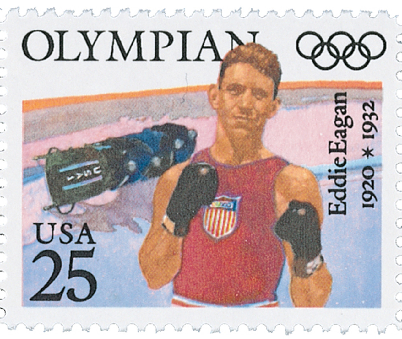 2499 - 1990 25c Olympians: Eddie Eagan - Mystic Stamp Company