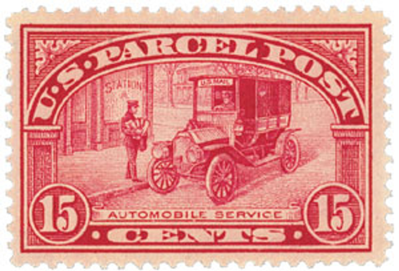 Q7 - 1913 15c Parcel Post Stamp - Automobile Service - Mystic 