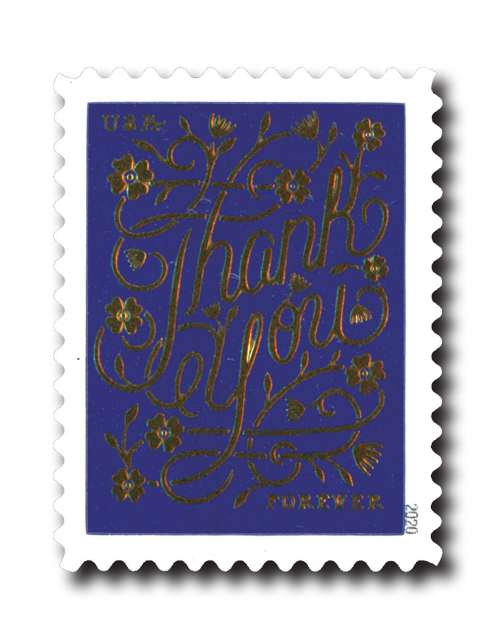 5522 - 2020 First-Class Forever Stamps - Thank You: Violet Background -  Mystic Stamp Company