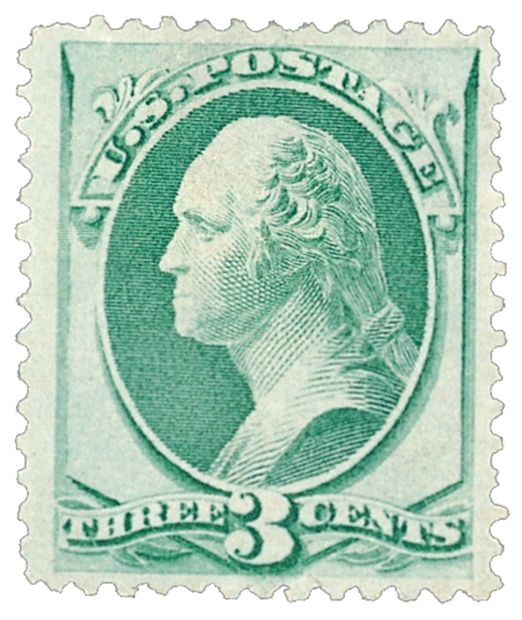 136A - 1870 3c Washington, green, 'I Grill' - Mystic Stamp Company