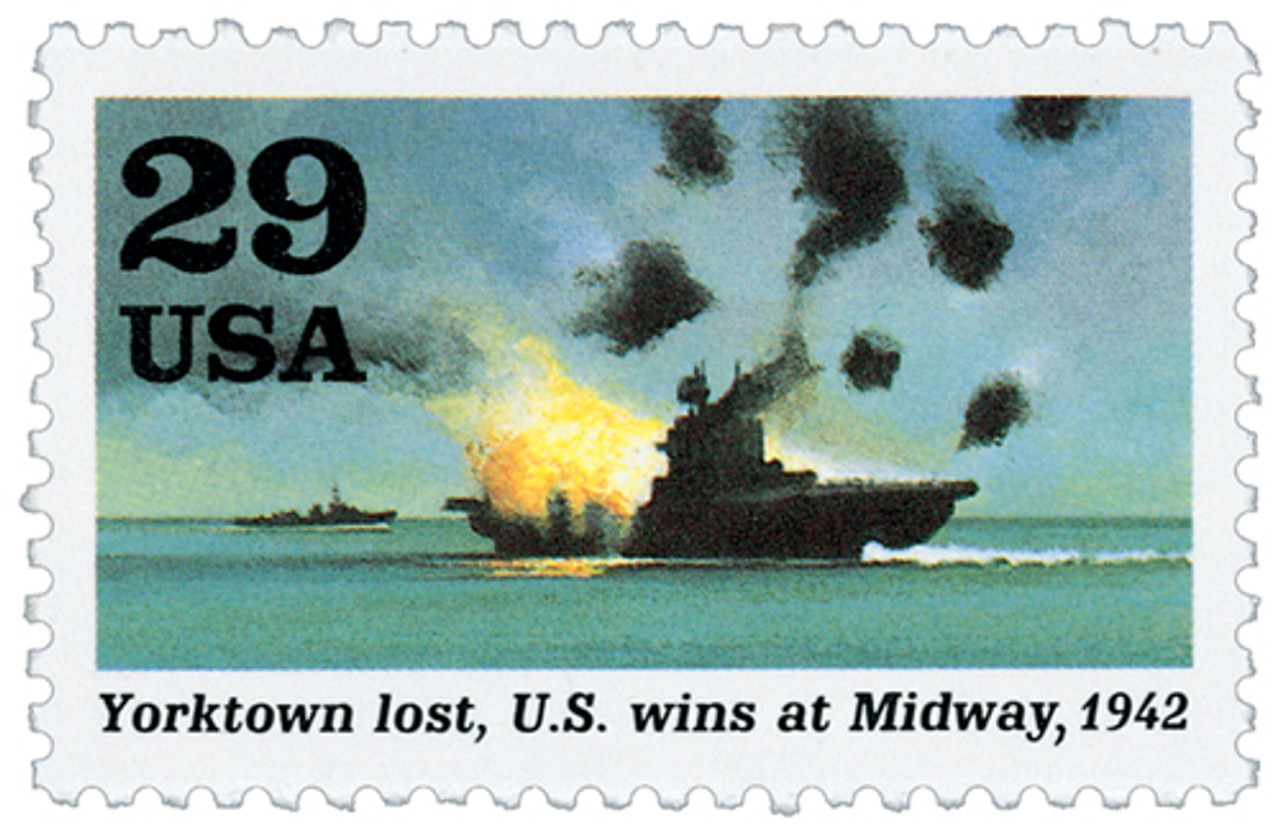 2697g - 1992 29c World War II: Yorktown Lost, US Wins at Midway 