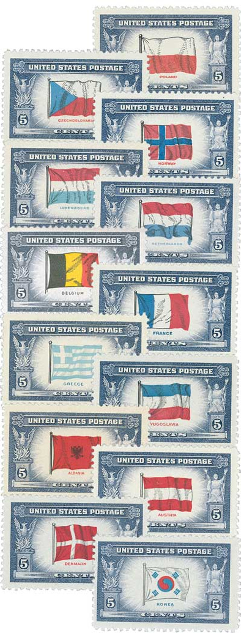 909-21 - Complete Set, 1943-44 Overrun Countries Issue - Mystic 