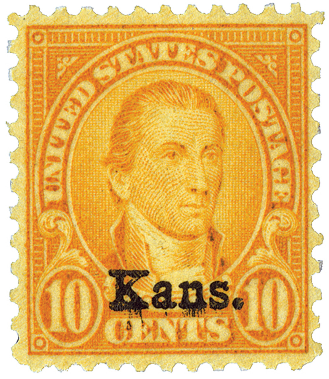 668 - 1929 10c Monroe, orange yellow, Kansas-Nebraska overprints 