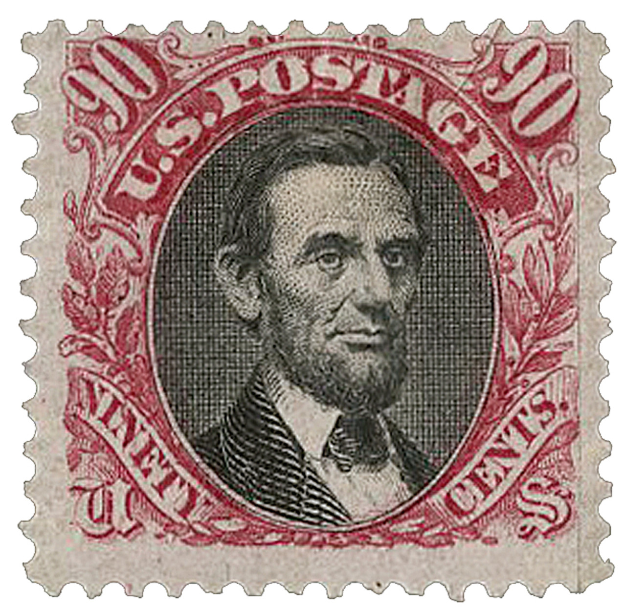 132 - 1875 90c Lincoln, carmine and black - Mystic Stamp Company