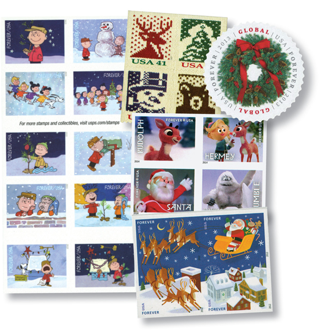 20 Christmas Forever Stamps Book USPS Holiday Evergreen Santa Winter Your  Choice