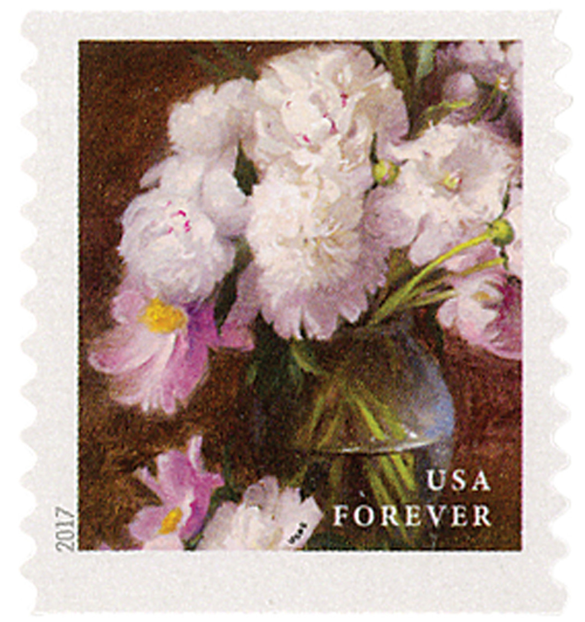 White Hydrangea and Pink/Purple Rose Forever Stamps // Set of 10