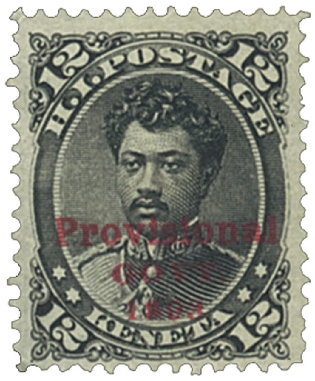 H62 - 1893 12c Hawaii, black, red overprint - Mystic Stamp Company