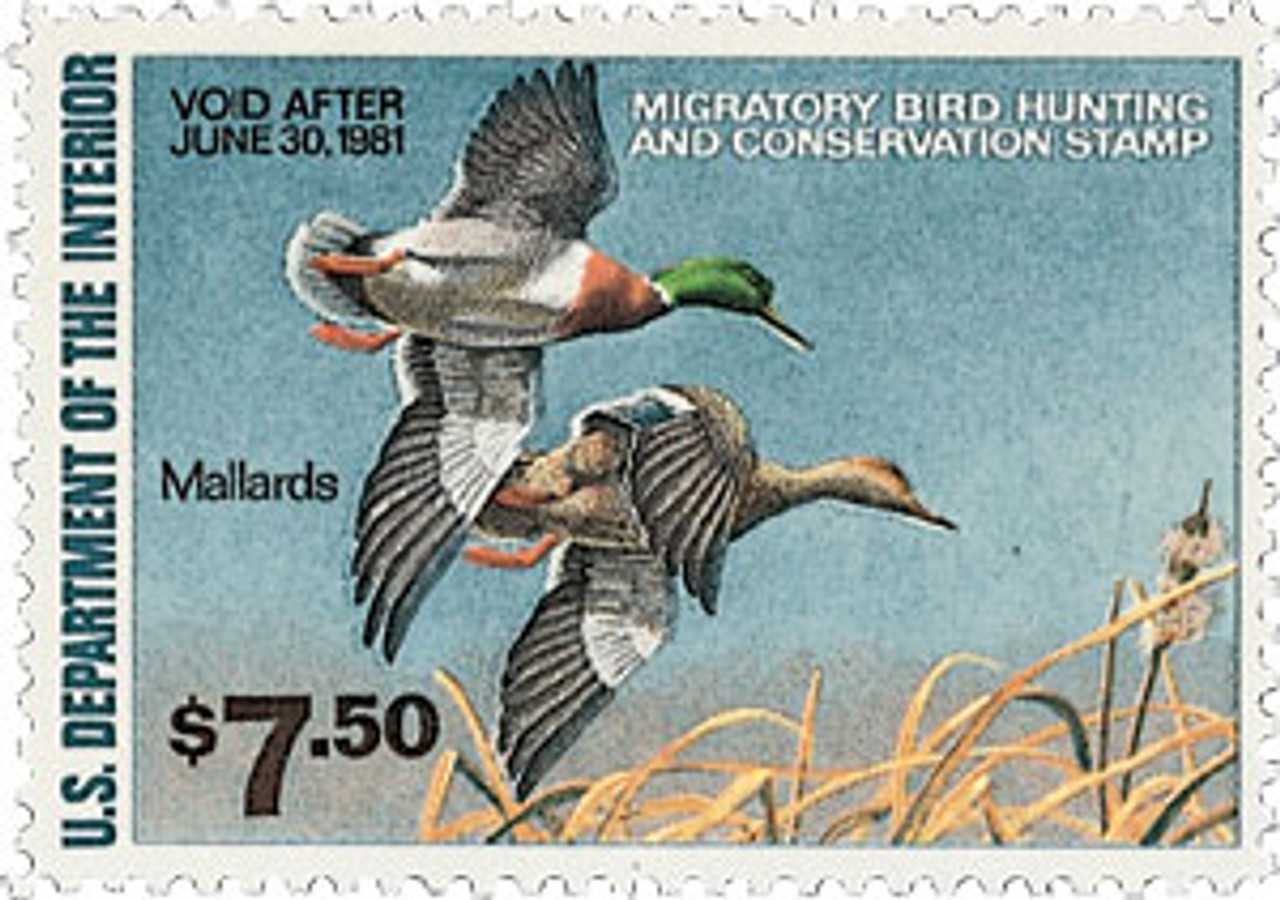 RW47 - 1980 $7.50 Federal Duck Stamp - Mallards - Mystic Stamp Company