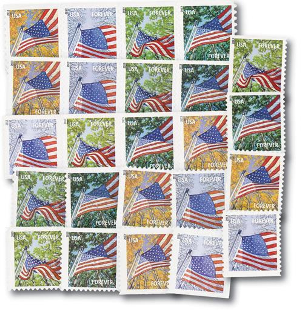 4782-85 - 2013 First-Class Forever Stamp - A Flag for All Seasons (Sennett  Security Products, booklet) - Mystic Stamp Company