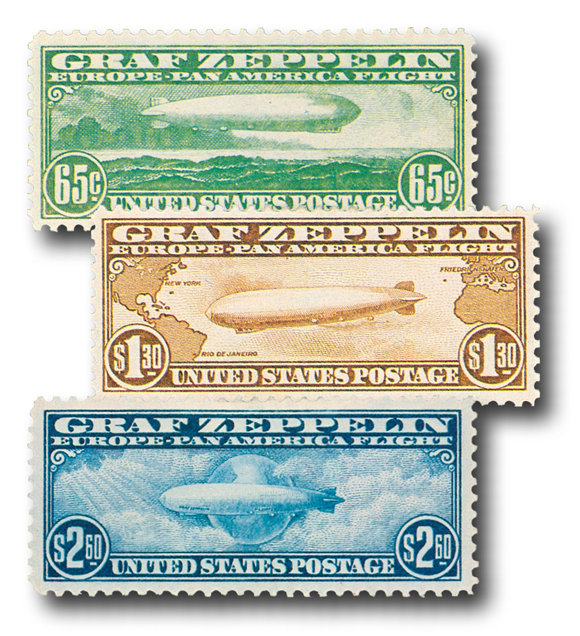 C13-15 - 1930 Graf Zeppelins, 3 stamps - Mystic Stamp Company