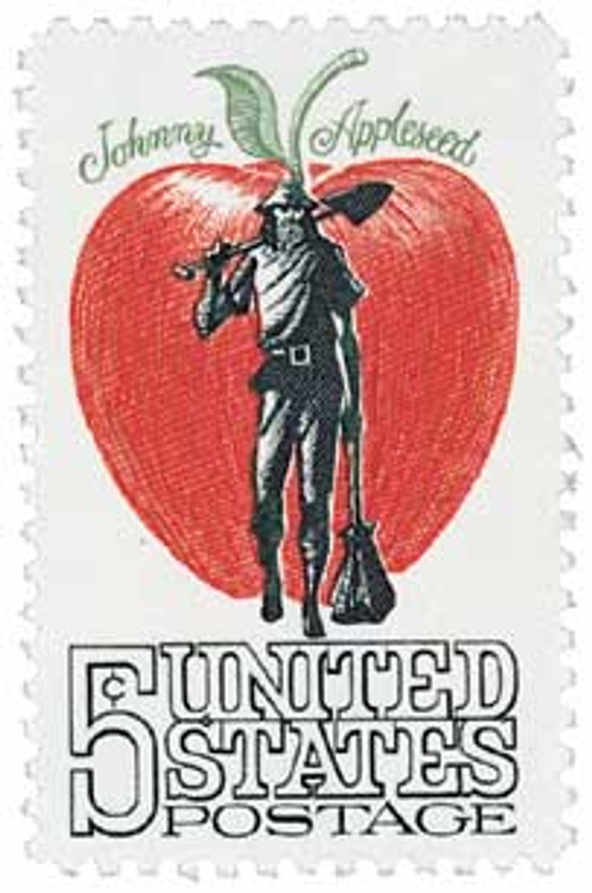 Postage Stamps For Crafting: 1966 5c Johnny Appleseed; Multi-Color
