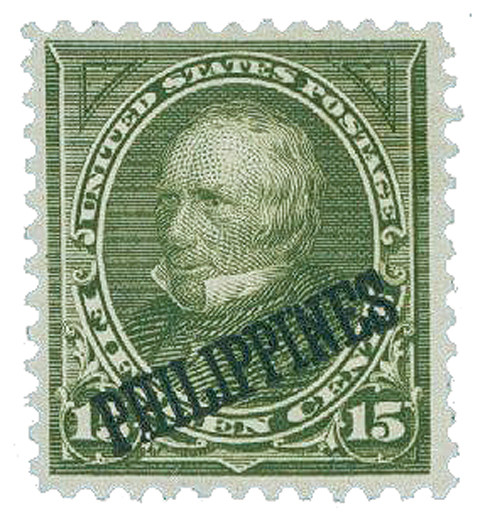 PH218 1899 15c Philippines, olive green, doubleline watermark USPS