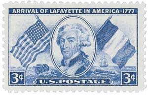 1010 1952 3¢ Arrival of Lafayette in America Mystic Stamp Company