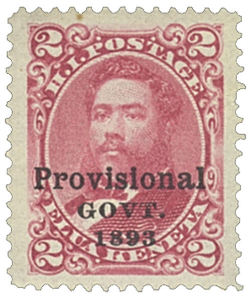 H66 1893 2c Hawaii, rose, black overprint Mystic Stamp Company