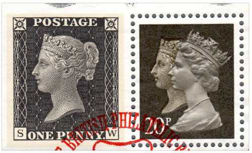 MH193f - 1999 Great Britain, Used Single from Souvenir Sheet with Attached Penny Black Design from Selvage