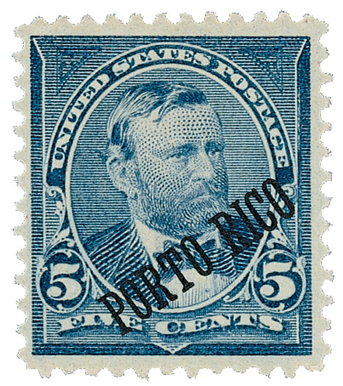 PT212  - 1899 5c Puerto Rico - dull watermark, perf 12, blue