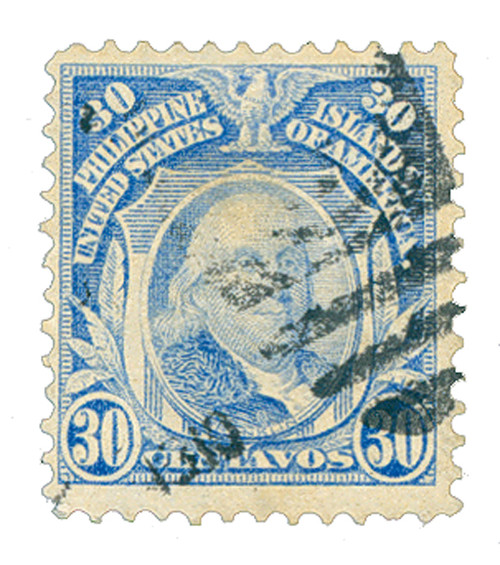 PH259  - 1909 30c Philippines, ultramarine, double-line watermark, perf 12