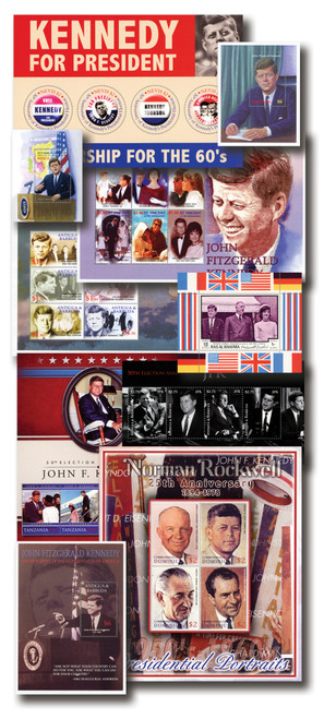 MFN474  - Collection of 10 different John F Kennedy & Family Foreign Sheets and/or Souvenir Sheets