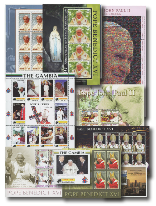 MFN476  - Collection of 10 different Popes Foreign Sheets and/or Souvenir Sheets