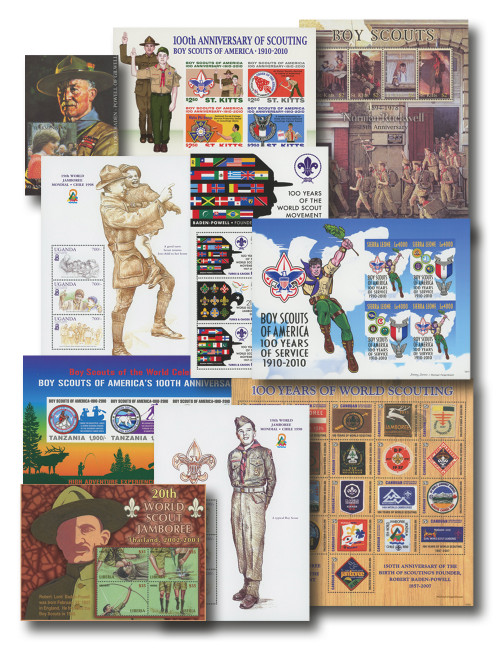MFN478  - Collection of 10 different Scouting Foreign Sheets and/or Souvenir Sheets