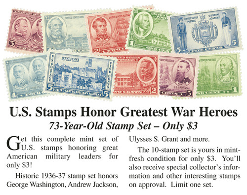 X354 - American War Heroes Mint U.S. Stamps