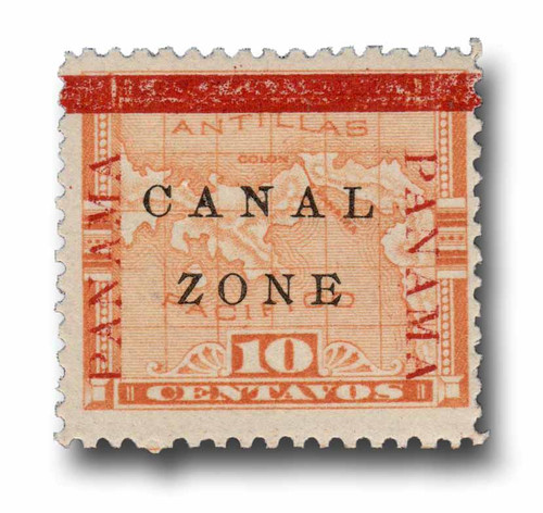 CZ13b  - 1904 10c Canal Zone - Black overprint horizontal,ZONE in antique type, yellow