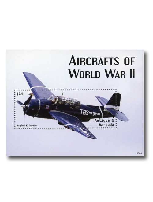 MFN566  - 2022 $14 Aircrafts of World War II: Douglas SBD Dauntless, Mint Souvenir Sheet, Antigua