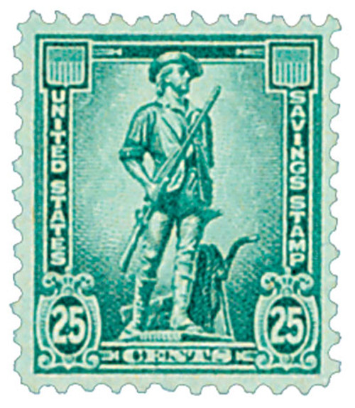S2 PB - 1954 25c Savings Stamps - no watermark, blue green