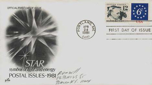 1892 FDC - 1981 6c Ring of Stars and 18c Flag over Mountains