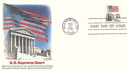 1896 FDC - 1981 20c Flag over Supreme Court, booklet single