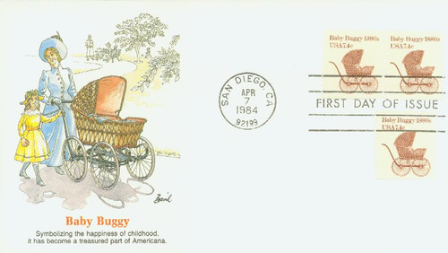 1902 FDC - 1984 7.4c Transportation Series: Baby Buggy, 1880s