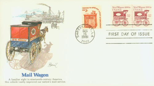 1903 FDC - 1981 9.3c Transportation Series: Mail Wagon, 1880s