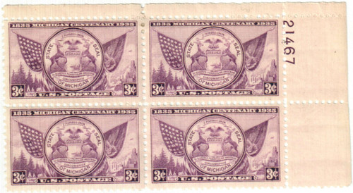 775 PB - 1935 3c Michigan Centenary