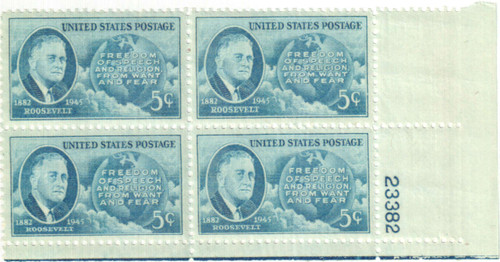 933 PB - 1946 5c Roosevelt and Four Freedoms