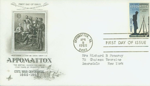 1182 FDC - 1965 5c Civil War Centennial: Surrender at Appomattox