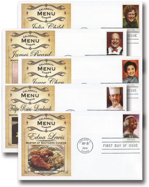 4922-26b FDC - 2014 First-Class Forever Stamp - Imperforate Celebrity Chefs