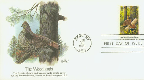 1924 FDC - 1981 18c Preservation of Wildlife Habitat: Save Woodland Habitats