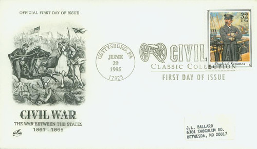 2975i FDC - 1995 32c Civil War: Raphael Semmes