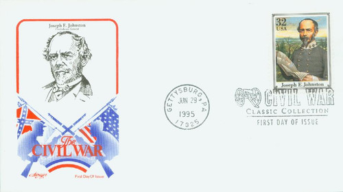 2975m FDC - 1995 32c Civil War: Joseph E. Johnston