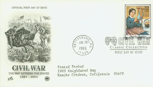 2975r FDC - 1995 32c Civil War: Phoebe Pember