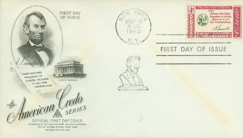 1143 FDC - 1960 4c American Credo: Abraham Lincoln