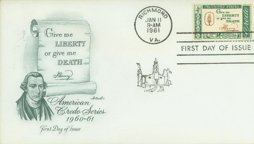 1144 FDC - 1961 4c American Credo: Patrick Henry