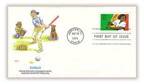 2962 FDC - 1995 32c Recreational Sports: Softball